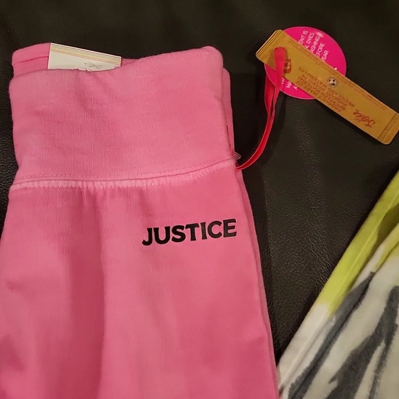 Girls Justice Small 7/8 Tie Dye Leggings NWT Pink Green Sports - Picture 2 of 10
